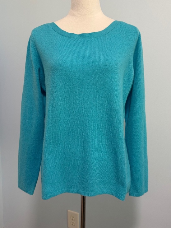 Peck And Peck 2-ply 100% Cashmere Aqua Pullover Sweater Size XL - Picture 1 of 7